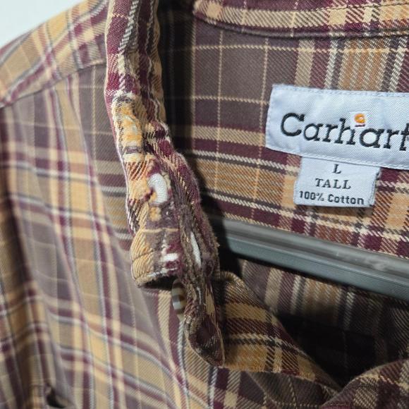 Carhartt S151 DK8 Midweight Flannel Long Sleeve Button Down Shirt Large Tall - Picture 3 of 10